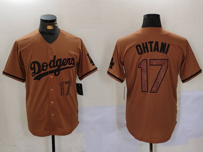 Los Angeles Dodgers #17 Shohei Ohtani Number Olive Cool Base Limited Stitched Baseball Jerseys - Main View