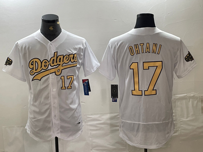 Los Angeles Dodgers #17 Shohei Ohtani Number White 2022 All Star Stitched Flex Base Baseball Jersey - Main View