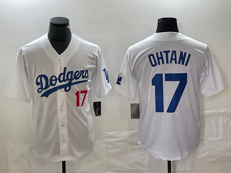 Los Angeles Dodgers #17 Shohei Ohtani Number White Stitched Cool Base Baseball Jersey - Main View