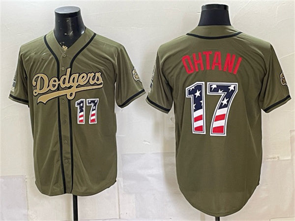 Los Angeles Dodgers #17 Shohei Ohtani Olive 2026 Armed Forces Day 250 Fourth of July Stitched Baseball Jersey - Main View