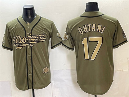 Los Angeles Dodgers #17 Shohei Ohtani Olive 2026 Armed Forces Day Stitched Jersey 2 - Main View