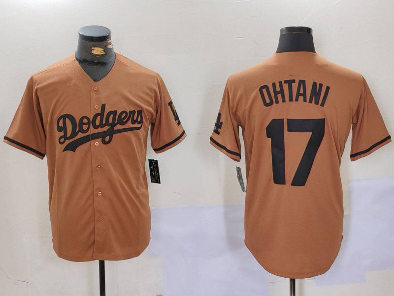 Los Angeles Dodgers #17 Shohei Ohtani Olive Black Cool Base Limited Stitched Baseball Jerseys - Main View
