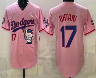 Los Angeles Dodgers #17 Shohei Ohtani Pink Hello Kitty 2025 World Series Champions Limited Jersey - Main View