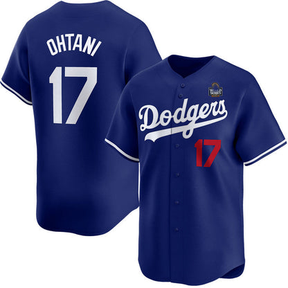 Los Angeles Dodgers #17 Shohei Ohtani Royal 2024 World Series Home Limited Cool Base Stitched Baseball Jersey - Main View