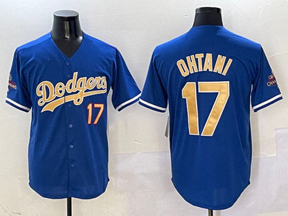 Los Angeles Dodgers #17 Shohei Ohtani Royal 2025 Gold Collection Limited Stitched Baseball Jersey - Main View