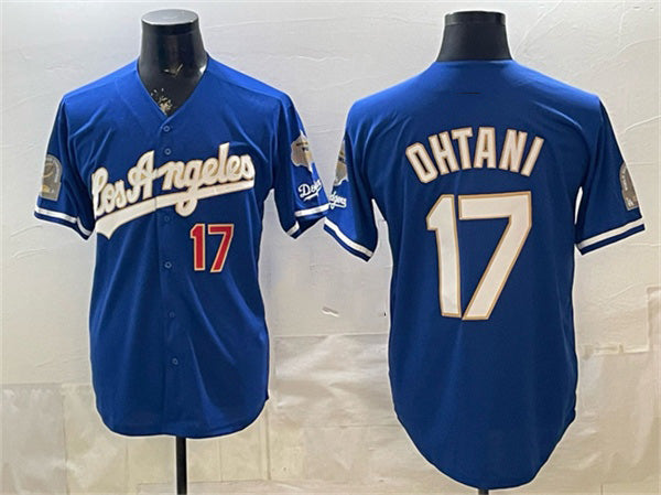 Los Angeles Dodgers #17 Shohei Ohtani Royal 2026 Gold Collection 9x & B2B Champs Patch Stitched Baseball Jersey - Main View
