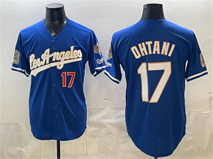 Los Angeles Dodgers #17 Shohei Ohtani Royal 2026 Gold Collection 9x & B2B Champs Patch Stitched Baseball Jersey - Main View