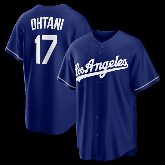 Los Angeles Dodgers #17 Shohei Ohtani Royal Alternate Replica Stitched Baseball Jersey - Main View