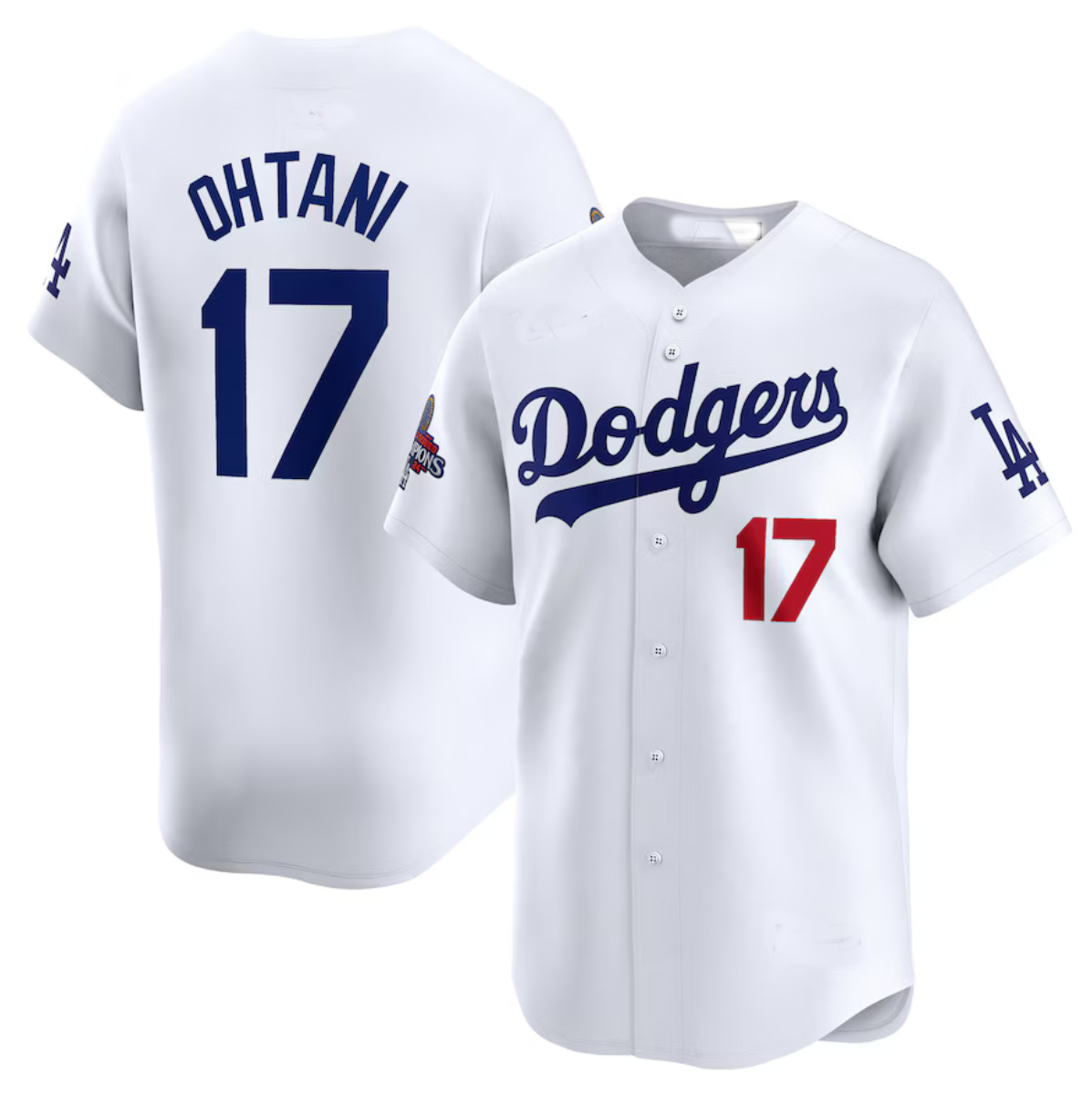 Los Angeles Dodgers #17 Shohei Ohtani White 2024 World Series Champions Home Limited Stitched Baseball Jersey - Main View