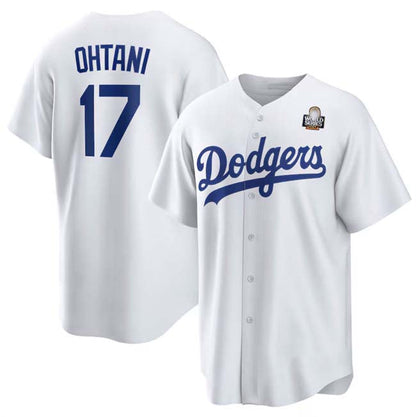 Los Angeles Dodgers #17 Shohei Ohtani White 2024 World Series Cool Base Stitched Baseball Jersey - Main View