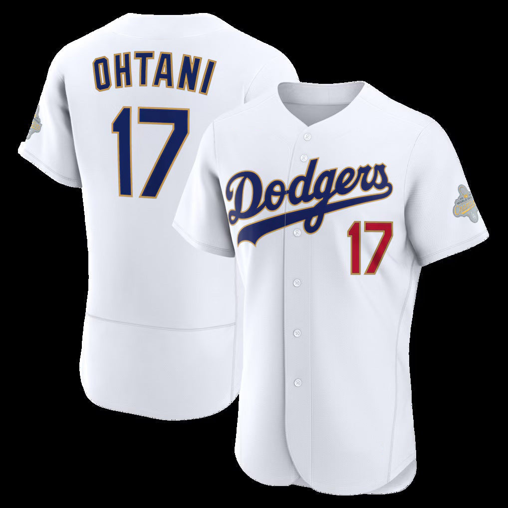 Los Angeles Dodgers #17 Shohei Ohtani White 2026 Gold Collection Authentic Stitched Baseball Jersey - Main View