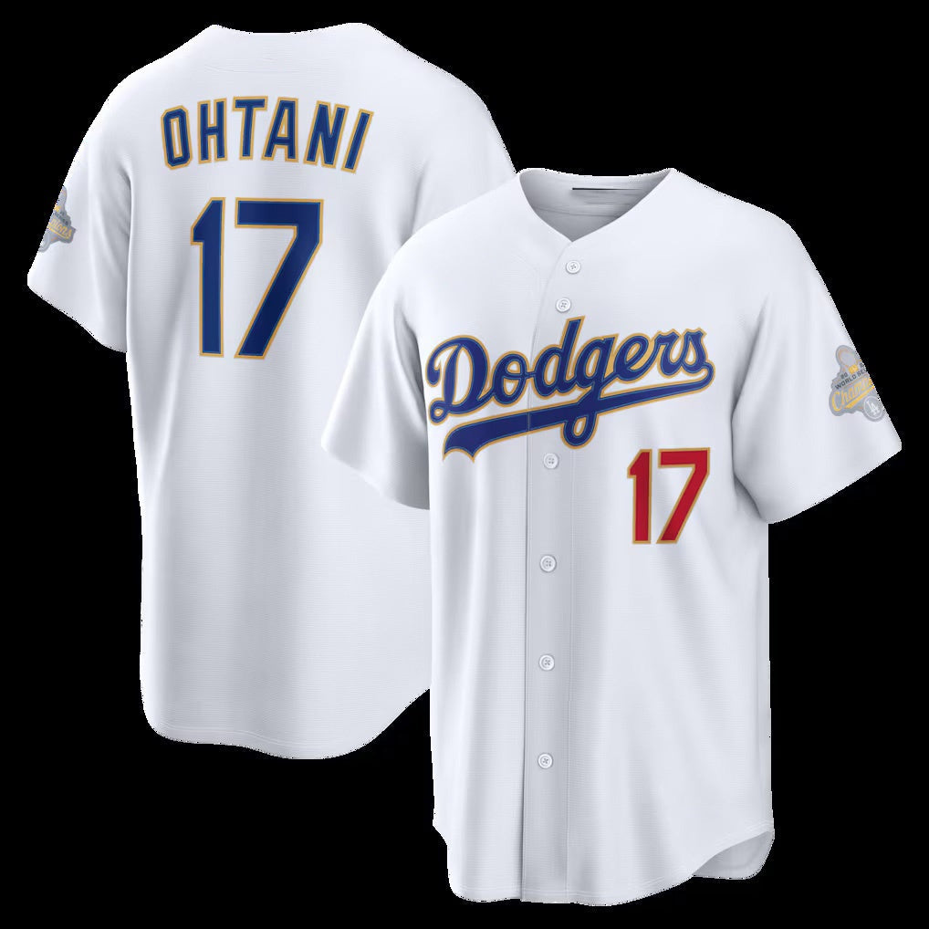 Los Angeles Dodgers #17 Shohei Ohtani White 2026 Gold Collection Stadium Stitched Baseball Jersey - Main View