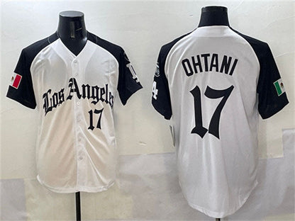 Los Angeles Dodgers #17 Shohei Ohtani White Black Mexico 2025 LA Gothic Style With Fernando Patch Vapor Premier Limited Stitched Baseball Jersey - Main View