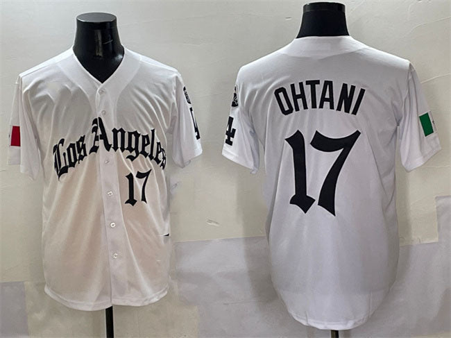 Los Angeles Dodgers #17 Shohei Ohtani White Mexico 2025 LA Gothic Style With Fernando Patch Vapor Premier Limited Stitched Baseball Jersey - Main View