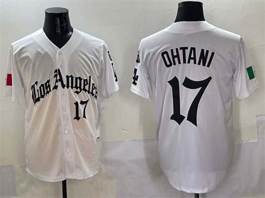 Los Angeles Dodgers #17 Shohei Ohtani White Mexico 2025 LA Gothic Style With Fernando Patch Vapor Premier Limited Stitched Baseball Jersey - Main View