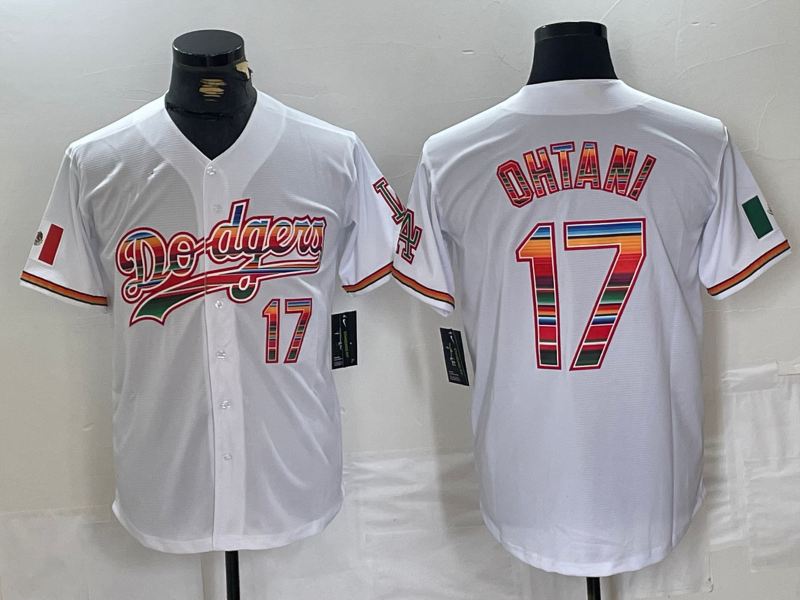 Los Angeles Dodgers #17 Shohei Ohtani White Mexico Cool Base Stitched Baseball Jersey - Main View