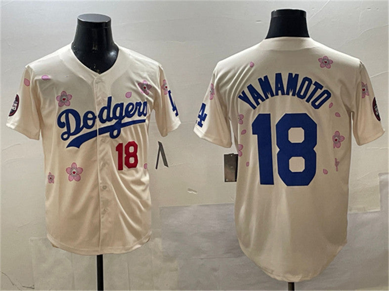 Los Angeles Dodgers #18 Yoshinobu Yamamoto Cream 2025 Tokyo Series Limited Stitched Baseball Jersey - Main View