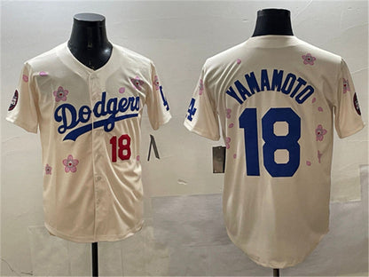 Los Angeles Dodgers #18 Yoshinobu Yamamoto Cream 2025 Tokyo Series Limited Stitched Baseball Jersey - Main View