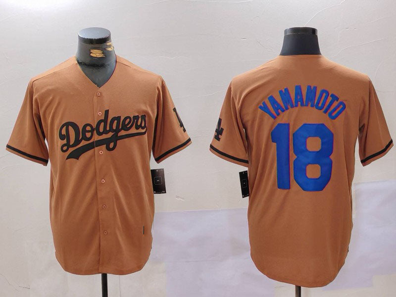 Los Angeles Dodgers #18 Yoshinobu Yamamoto Olive Cool Base Limited Stitched Baseball Jerseys - Main View