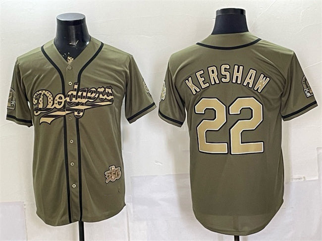 Los Angeles Dodgers #22 Clayton Kershaw Olive 2026 Armed Forces Day Stitched Jersey - Main View