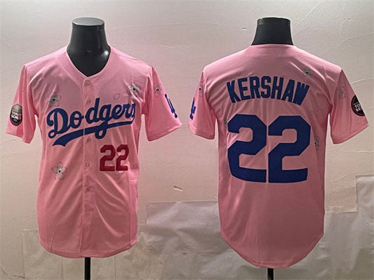 Los Angeles Dodgers #22 Clayton Kershaw Pink 2025 Tokyo Series Limited Stitched Baseball Jersey - Main View