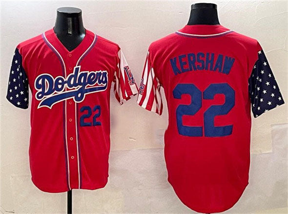 Los Angeles Dodgers #22 Clayton Kershaw Red Limited Stitched Baseball Jersey - Main View