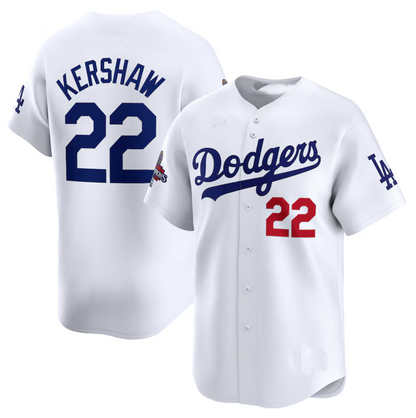Los Angeles Dodgers #22 Clayton Kershaw White 2024 World Series Champions Home Limited Stitched Baseball Jersey - Main View