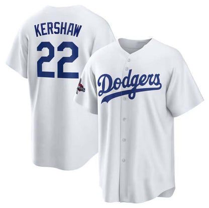 Los Angeles Dodgers #22 Clayton Kershaw White 2024 World Series Champions Home Stitched Baseball Jersey - Main View
