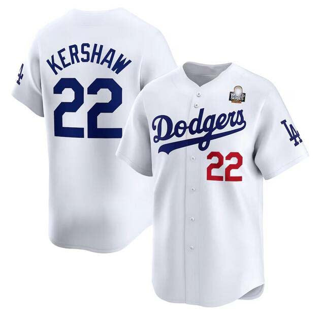 Los Angeles Dodgers #22 Clayton Kershaw White 2024 World Series Home Limited Stitched Baseball Jersey - Main View