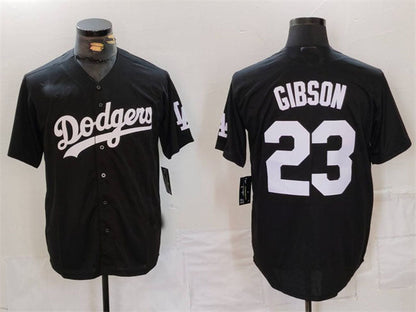 Los Angeles Dodgers #23 Kirk Gibson Black Cool Base Stitched Baseball Jersey - Main View