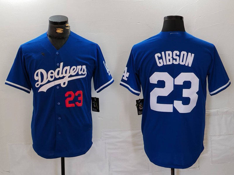 Los Angeles Dodgers #23 Kirk Gibson Number Blue Cool Base Stitched Baseball Jersey - Main View