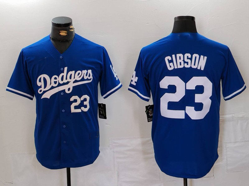 Los Angeles Dodgers #23 Kirk Gibson Number Blue Cool Base Stitched Baseball Jersey - Main View
