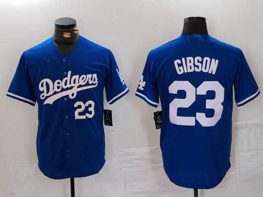 Los Angeles Dodgers #23 Kirk Gibson Number Blue Cool Base Stitched Baseball Jersey - Main View