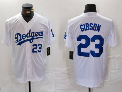 Los Angeles Dodgers #23 Kirk Gibson Number White Cool Base Stitched Baseball Jersey - Main View