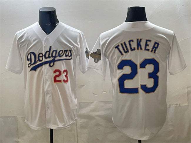 Los Angeles Dodgers #23 Kyle Tucker White 2026 Gold Collection Stadium Stitched Jersey - Main View