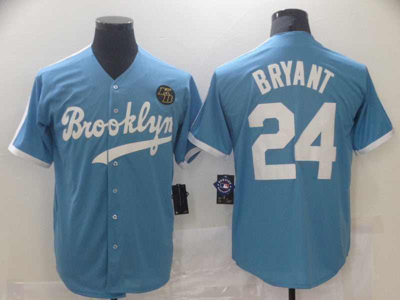 Los Angeles Dodgers #24 Kobe Bryant Light Blue Throwback With KB Patch Cool Base Stitched Baseball Jersey - Main View