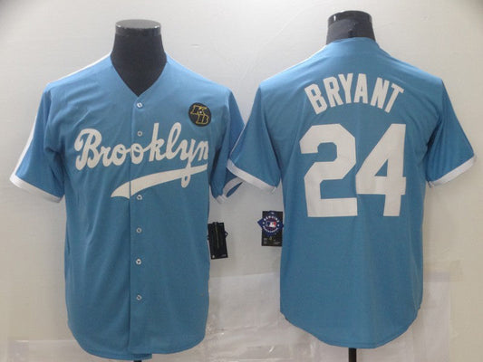 Los Angeles Dodgers #24 Kobe Bryant Light Blue Throwback With KB Patch Cool Base Stitched Baseball Jersey - Main View