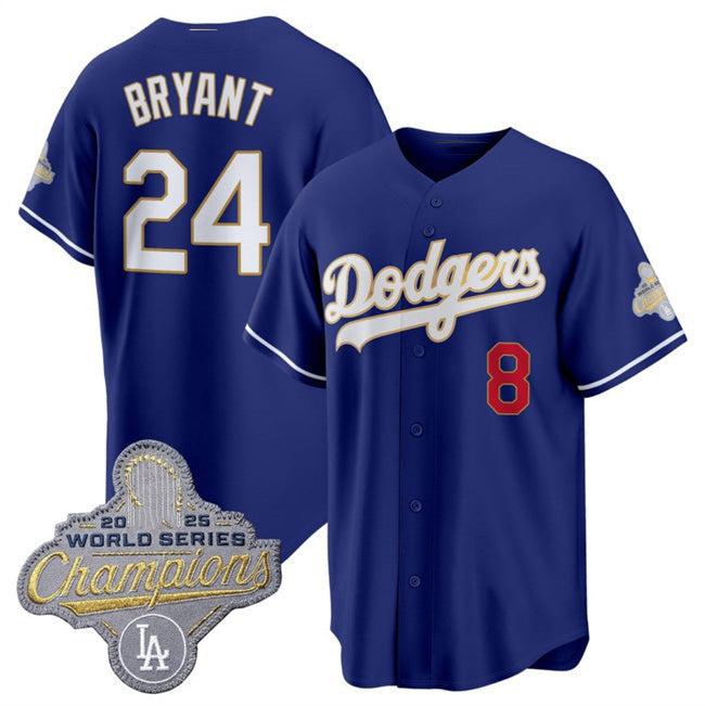 Los Angeles Dodgers #24 Kobe Bryant Royal 2026 Alternate Gold Collection Stadium Stitched Baseball Jersey - Main View