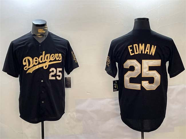 Los Angeles Dodgers #25 Tommy Edman Black Gold Limited Stitched Baseball Jersey - Main View