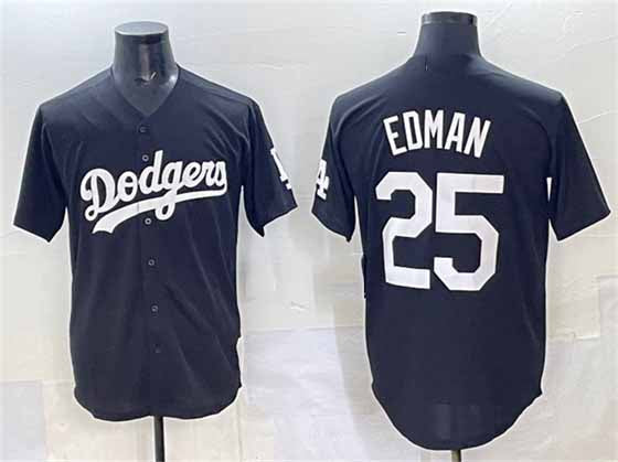 Los Angeles Dodgers #25 Tommy Edman Black Stitched Baseball Jersey - Main View