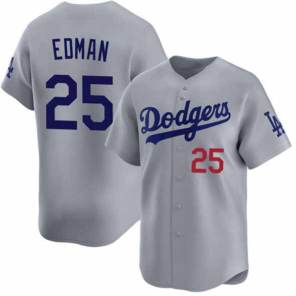 Los Angeles Dodgers #25 Tommy Edman Gray Limited Stitched Baseball Jersey - Main View