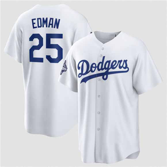 Los Angeles Dodgers #25 Tommy Edman White 2025 World Series Champions Stitched Baseball Jersey - Main View