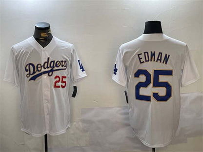 Los Angeles Dodgers #25 Tommy Edman White Gold Home Limited Stitched Baseball Jersey - Main View
