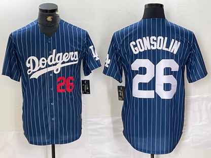 Los Angeles Dodgers #26 Tony Gonsolin Navy Blue Pinstripe Stitched Cool Base Baseball Jerseys - Main View