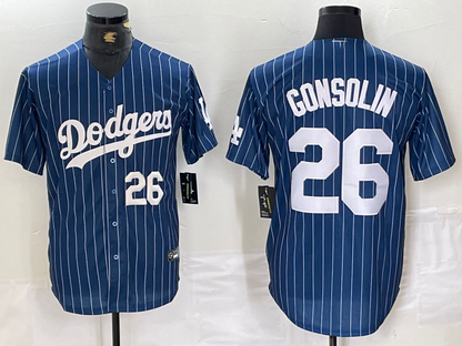 Los Angeles Dodgers #26 Tony Gonsolin Navy Blue Pinstripe Stitched Cool Base Baseball Jerseys - Main View
