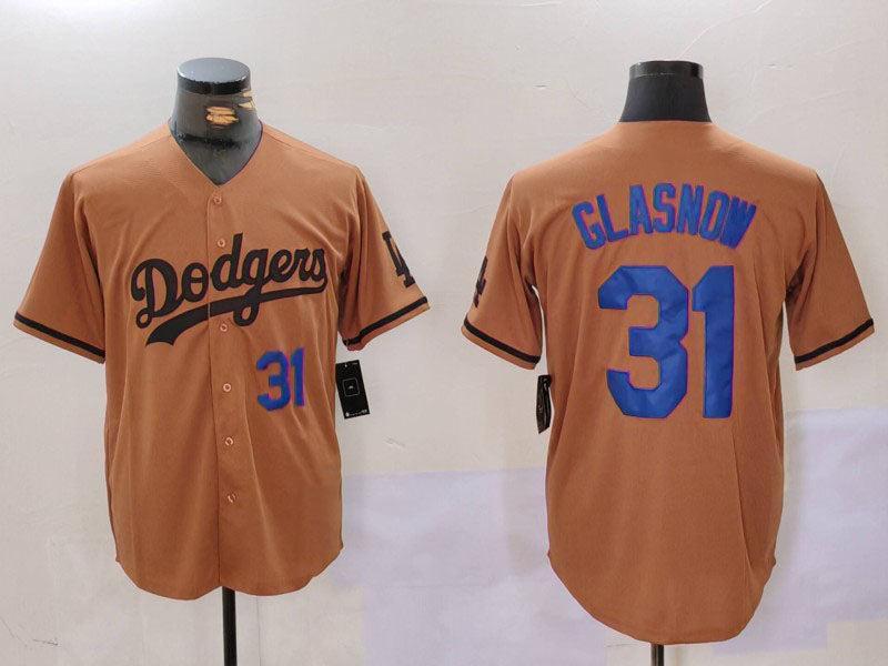Los Angeles Dodgers #31 Tyler Glasnow Number Olive Cool Base Limited Stitched Baseball Jerseys - Main View