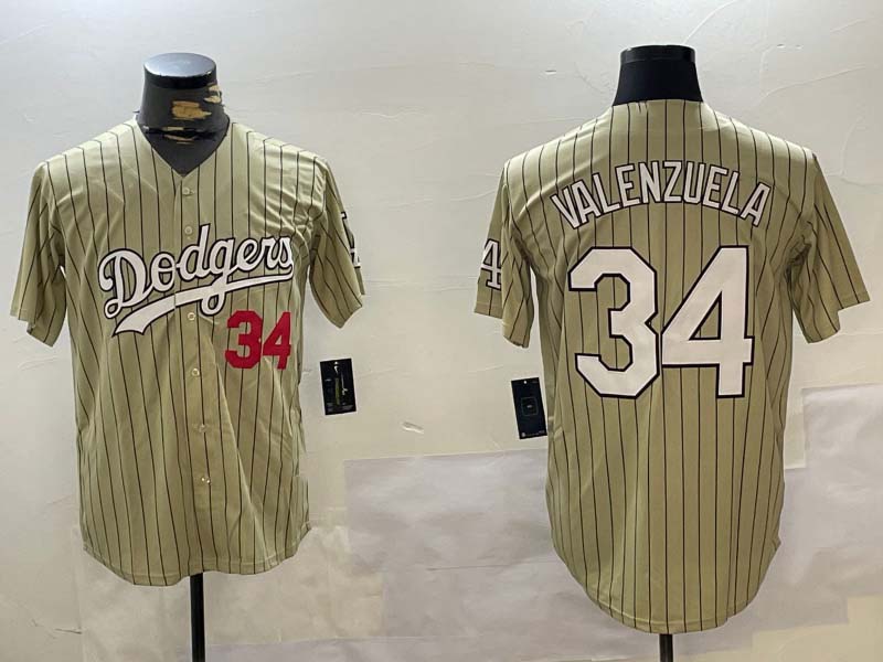 Los Angeles Dodgers #34 Fernando Valenzuela Authentic Collection Stitched Baseball Jersey - Main View