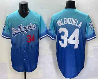 Los Angeles Dodgers #34 Fernando Valenzuela Blue 2025 City Connect Limited Stitched Baseball Jersey - Main View