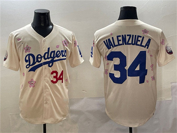 Los Angeles Dodgers #34 Fernando Valenzuela Cream 2025 Tokyo Series Limited Stitched Baseball Jersey - Main View