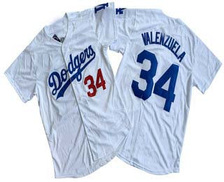 Los Angeles Dodgers #34 Fernando Valenzuela Number White Limited Stitched Baseball Jersey - Main View